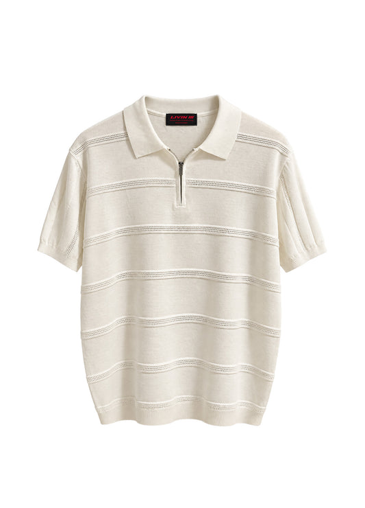 OPENWORK KNIT POLO