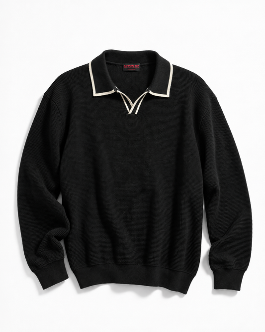 KNIT POLO SWEATER